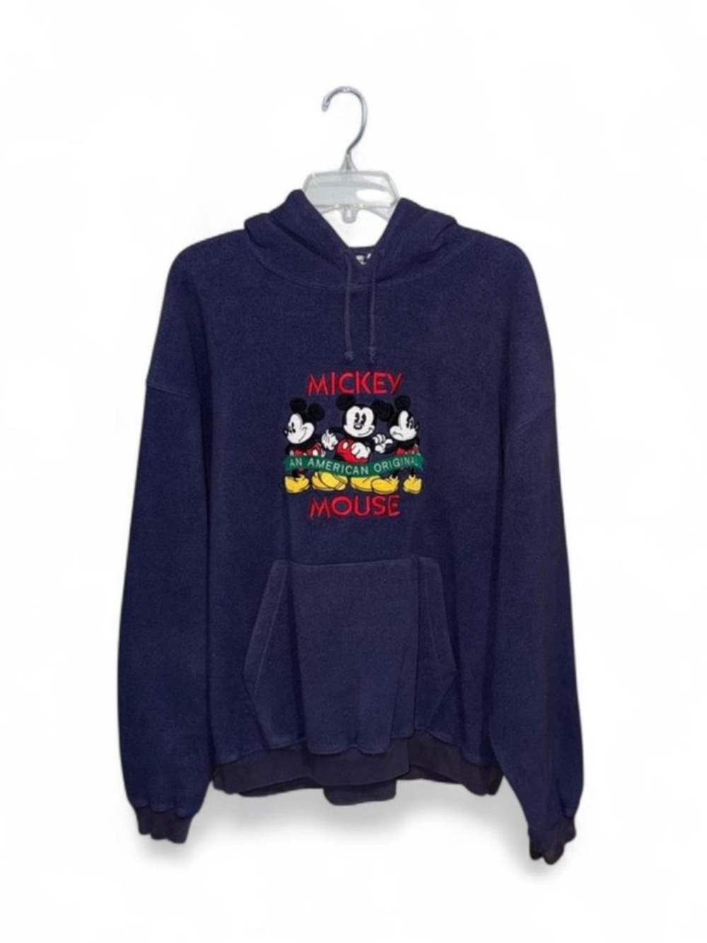 The Disney Store Vintage Navy Blue Mickey Mouse Hooded Sweatshirt Size Large